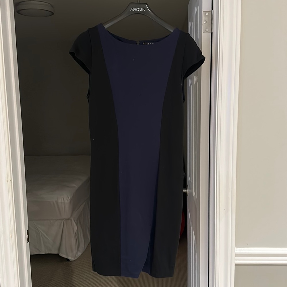 Alice + Olivia dress in navy and Black